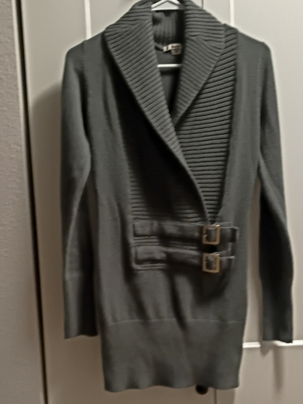 Papaya Gray Ribbed Knit Cardigan